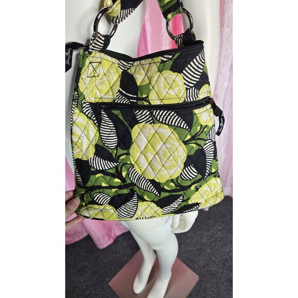 Vera Bradley Colorful Green Flower Hipster Quilted Cotton Crossbody Purse 10x10 - Picture 7 of 9